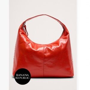 Banana Republic Slouchy Leather Hobo Bag in Blood Orange